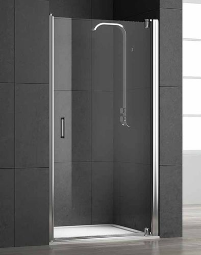 Swing shower screen - LYP2 - pdplan - for alcoves / tempered glass / partial frame