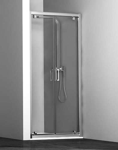 Swing shower screen - T+P6 - pdplan - for alcoves / tempered glass