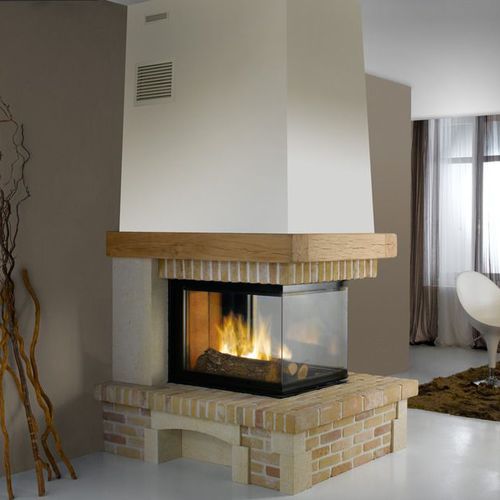 Wood-burning fireplace - TUSSON - Cheminées de Chazelles - built-in / 3-sided / closed hearth