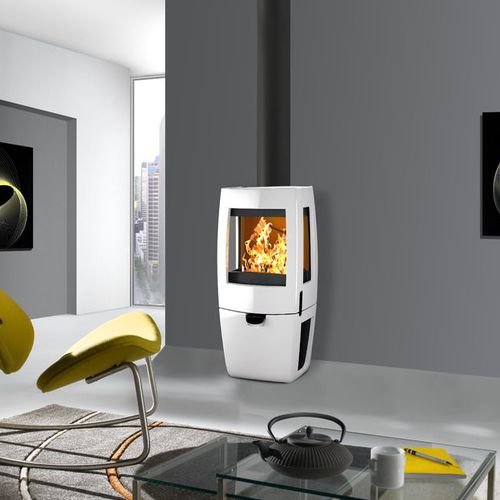 Wood heating stove - THORENS - Cheminées de Chazelles - 7 kW / 3-sided / contemporary