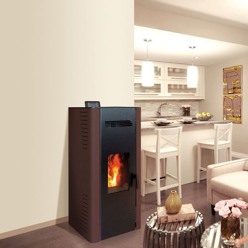Pellet heating stove - TETRA 6 - Cheminées de Chazelles - 5 kW...10 kW / contemporary / steel