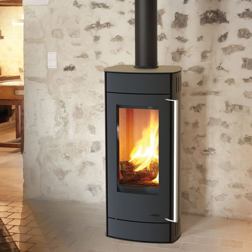 Wood heating stove - LERS  - Cheminées de Chazelles - 6 kW / contemporary / steel