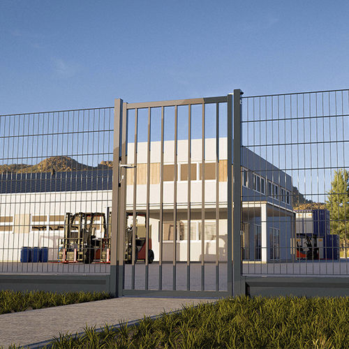 Swing gate - XYLIO® B20 - DIRICKX - galvanised steel / with bars / green