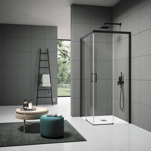 Sliding shower screen - B0716 - SAMO - corner / tempered glass / clear glass