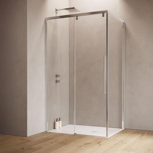 Sliding shower screen - B8812 - SAMO - corner / tempered glass / clear glass