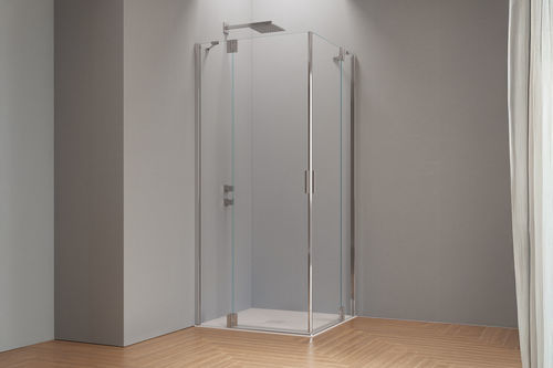 Swing shower screen - POLARIS SUPER - SAMO - corner / tempered glass / silk-screened glass