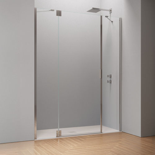 Swing shower screen - Hinged door with two inline fixed panels B3150 - SAMO - rectangular / for alcoves / tempered glass