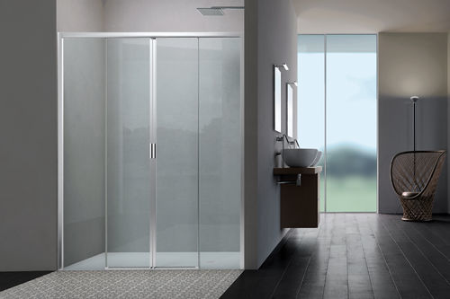 Fixed shower screen - AMERICA QUATTRO SP - SAMO - tempered glass / clear glass / satin