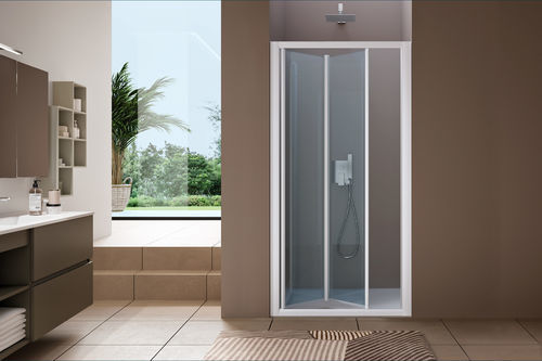 Folding shower screen - AMERICA QUATTRO - SAMO - tempered glass / clear glass / frosted glass