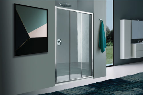 Sliding shower screen - AMERICA QUATTRO - SAMO - fixed / tempered glass / satin-finish glass