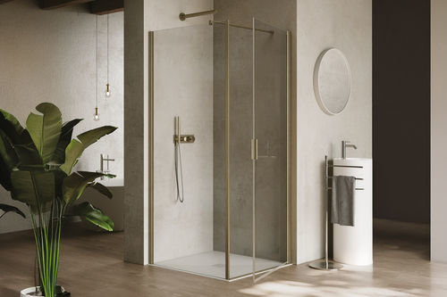 Aluminum profile shower cubicle - POLARIS SUPER - SAMO - tempered glass / fixed / with hinged door