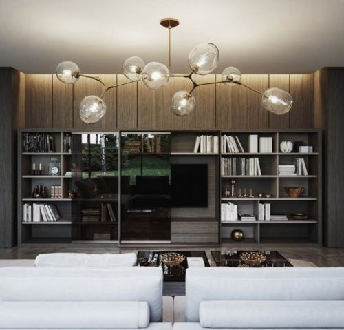 Contemporary TV wall unit - METROPOLIS  - Tisettanta - wooden / lacquered wood / with shelves