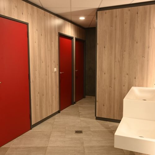 Fixed partition - SANI-MODULE SYSTEM - SANITEC - PAREO - for offices / sanitary