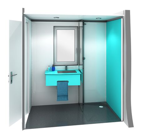 Laminate washroom cubicle - COMPAX HPA - SANITEC - PAREO - glass / polyester / toilet