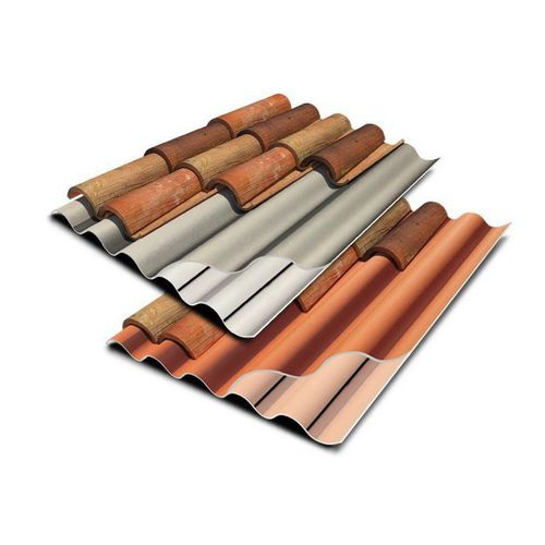 Pitched roofing sheet - TEGOLIT 200 PLUS - EDILFIBRO - PVA / roof tile look / colored