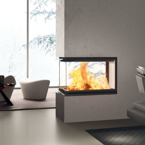 Closed wood hearth - WINDO3 50 - EDILKAMIN - 3-sided / metal / glass