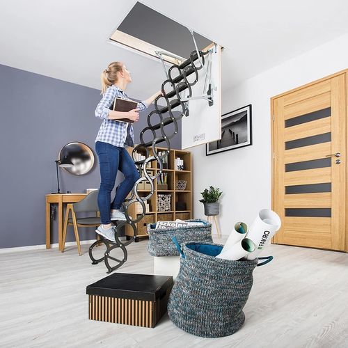 Attic retractable ladder - LST - FAKRO - folding / wood / steel