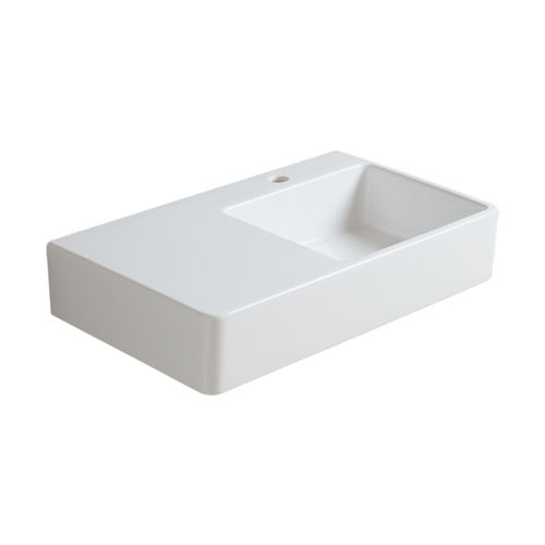 Wall-mounted washbasin - QU 75D - SIMAS ACQUA SPACE - ceramic / with mixer tap / rectangular