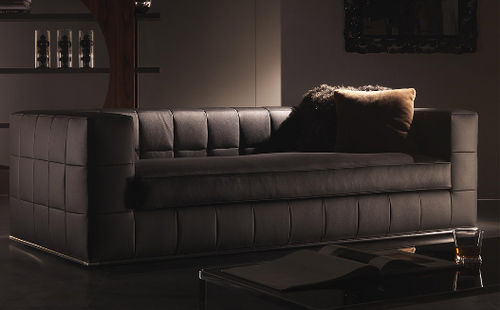 Contemporary sofa - QUAD - KHAOS - leather / white
