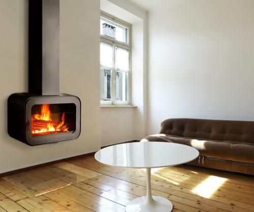 Wood-burning fireplace - BRACEO  - FLAM N' CO - wall-mounted / Single-sided / closed hearth