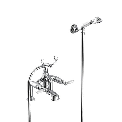 Double-handle shower mixer tap - 3274RG305-6 - RUBINETTERIE STELLA - for bathtub / deck mounted / chromed metal