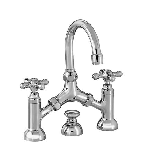 Double-handle washbasin mixer tap - 3215-351 - RUBINETTERIE STELLA - countertop / chromed metal / bronze