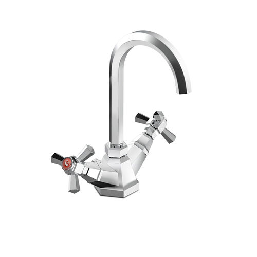 Double-handle washbasin mixer tap - 3217 - RUBINETTERIE STELLA - countertop / chromed metal / bronze