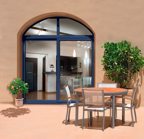 Sliding industrial door - MIXTE - FPEE - metal / semi-glazed / interior