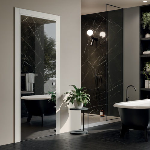 Door with mirror - PANVI - GAROFOLI - interior / wooden / glass