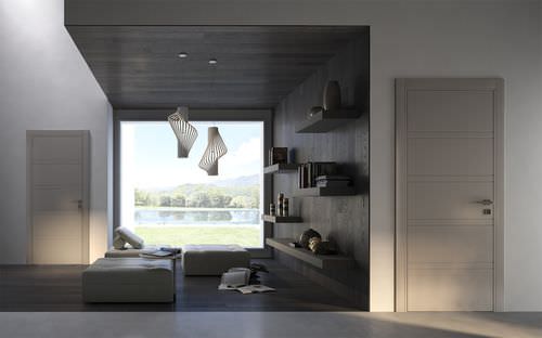 Interior door - Miraquadra: 8R, RAL 8039 - GAROFOLI - solid wood / swing / without glazing