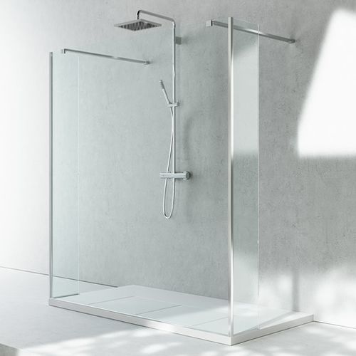 Fixed shower screen - SK-IN : SZ+SB+SZ - VISMARAVETRO - on shower tray / tempered glass / custom-made