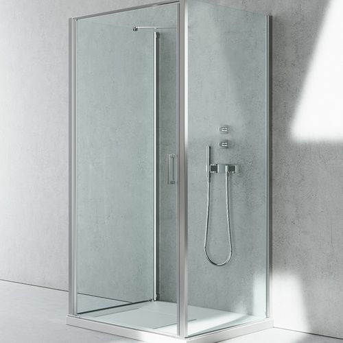 Glass shower enclosure - LINEA : LG+LN+LG  - VISMARAVETRO - with pivot door / rectangular / home