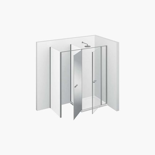 Glass shower cubicle - TWIN : T42  - VISMARAVETRO - with pivot door / corner / clear glass