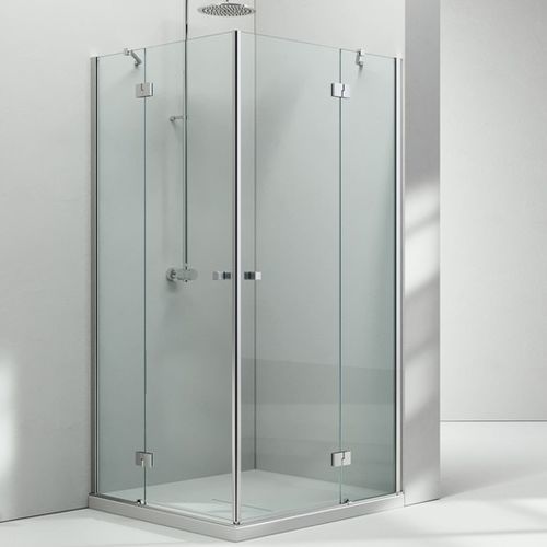 Glass shower cubicle - SINTESI : SA+SA  - VISMARAVETRO - with hinged door / corner / clear glass