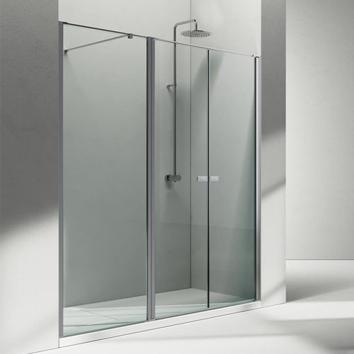 Glass shower cubicle - K3 - VISMARAVETRO - aluminum / with hinged door / fixed