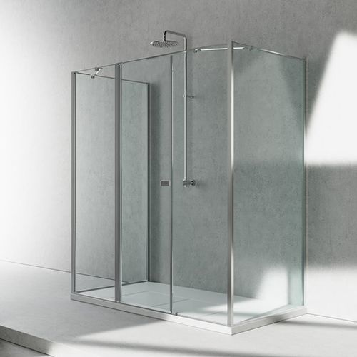 Glass shower cubicle - KG+KM+KG - VISMARAVETRO - aluminum / with pivot door / fixed
