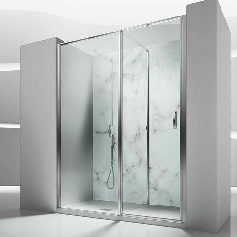 Glass shower cubicle - LINEA : IN 1  - VISMARAVETRO - with pivot door / for alcoves / clear glass