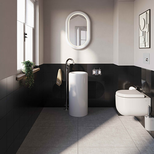 Floor-mounted washbasin - LIQUID  - VitrA - ceramic / round / without hole