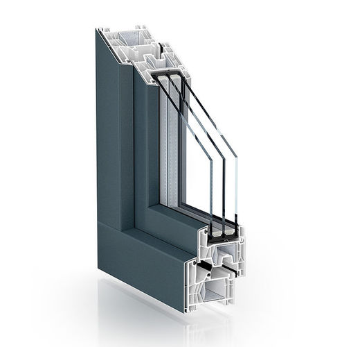 Aluminum window profile - 76 CENTRE SEAL ALUCLIP - KÖMMERLING - PVC / thermally-insulated / security