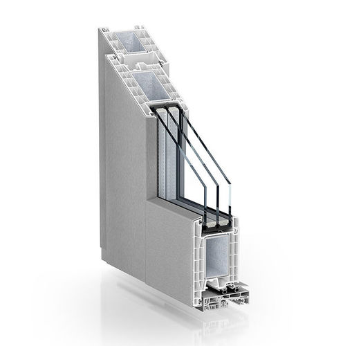 Aluminium door profile - 76 RESIDENTIAL DOOR ALUCLIP OUTWARD - KÖMMERLING - steel / PVC / security