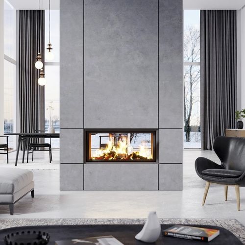 Closed wood hearth - RECTO-VERSO 1000 TECHNIKA - TOTEM fire - double-sided / central / metal