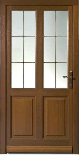 Entry door - LIGNE PERFORMANCE : TILIA - TRYBA - wooden / swing / semi-glazed