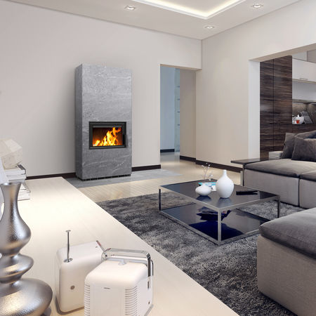Wood heating stove - HENKA - TULIKIVI - floor-mounted / contemporary / soapstone