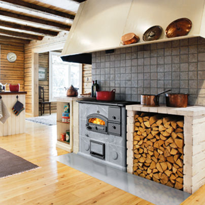 Wood range cooker - LLU1250 - TULIKIVI - 1 burner / 1 oven / class B
