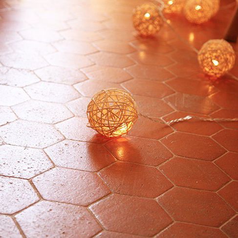 Terracotta hexagonal tile - HEXAGON - TERRES CUITES DE RAUJOLLES - smooth / indoor / floor