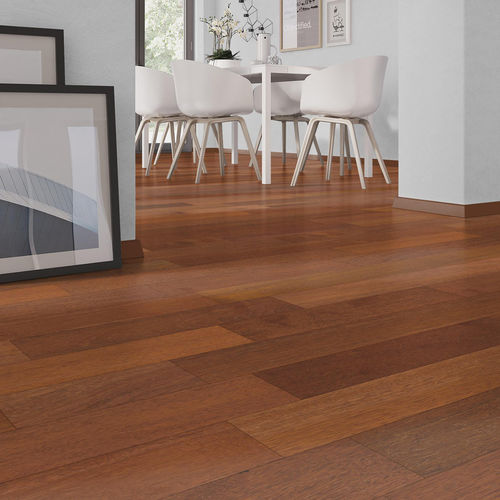 Solid parquet floor - Exotique Merbau Verni 15x140 - SOBOPLAC - merbau / varnished / glued