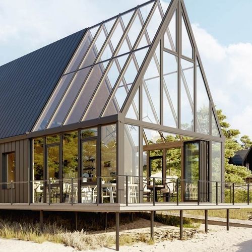 Glass conservatory - SDL AVANTGARDE - SOLARLUX - aluminum / wooden / for restaurant