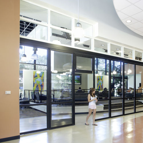 Stainless steel sliding system - SL 60-HSW  - SOLARLUX - glass door / vertical / for airport