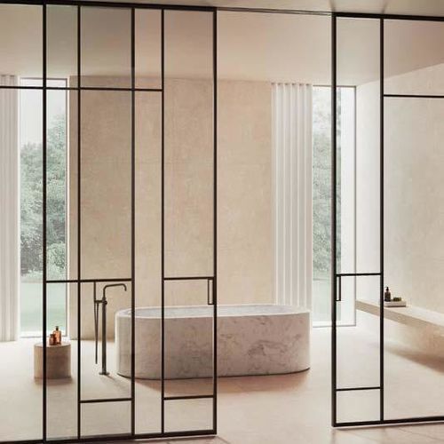 Aluminum door - GARBINA - SCRIGNO - glass / pivoting / sliding