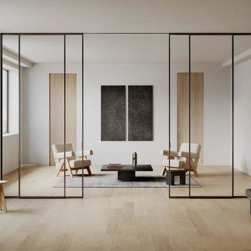 Interior door - ACQUA - SCRIGNO - glass / aluminum / pivoting